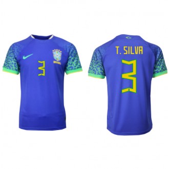 Brasilien Thiago Silva #3 Borta Kläder VM 2022 Kortärmad
